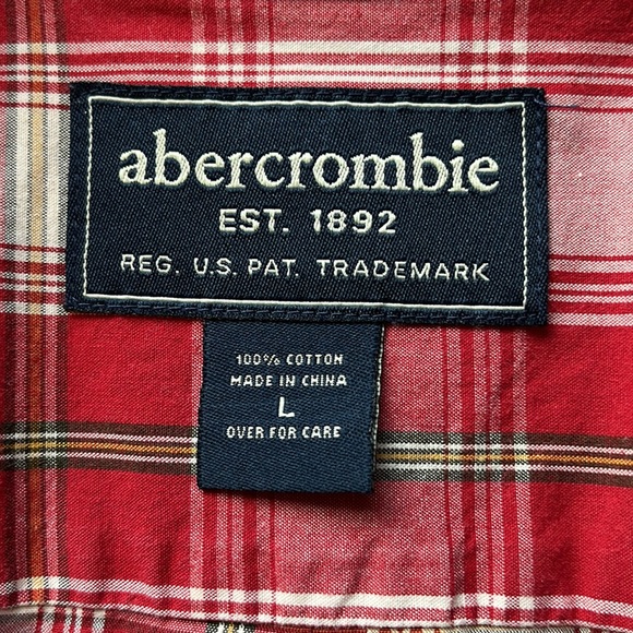 Abercrombie Short Sleeve Button Down Shirt, Red Plaid | L Boys - Picture 4 of 11